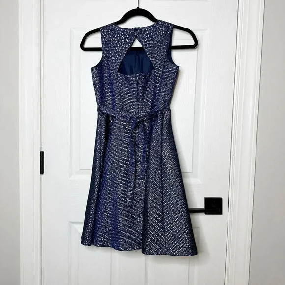 RARE EDITIONS Navy Blue Metallic Embellished Collar Dress Girls Size 16 - Picture 7 of 7